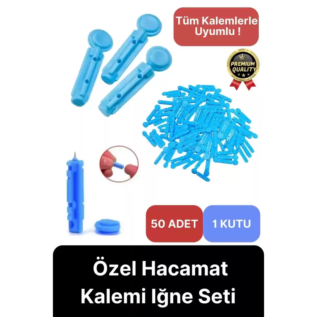 Tüm Kalemlerle Uyumlu Şeker Parmak Delme 50 Adet Özel Hacamat Kalemi Iğne Seti-1 Kutu