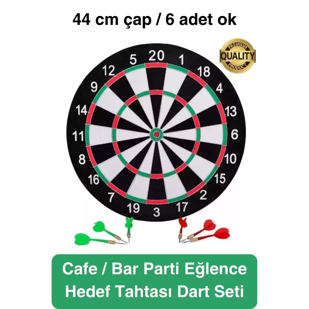 Premium 44 cm Dart Tahtası Seti Metal Uçlu 6 Ok Parti Eğlence Cafe Hediye Hobi Oyun Aktivite Her Yaş