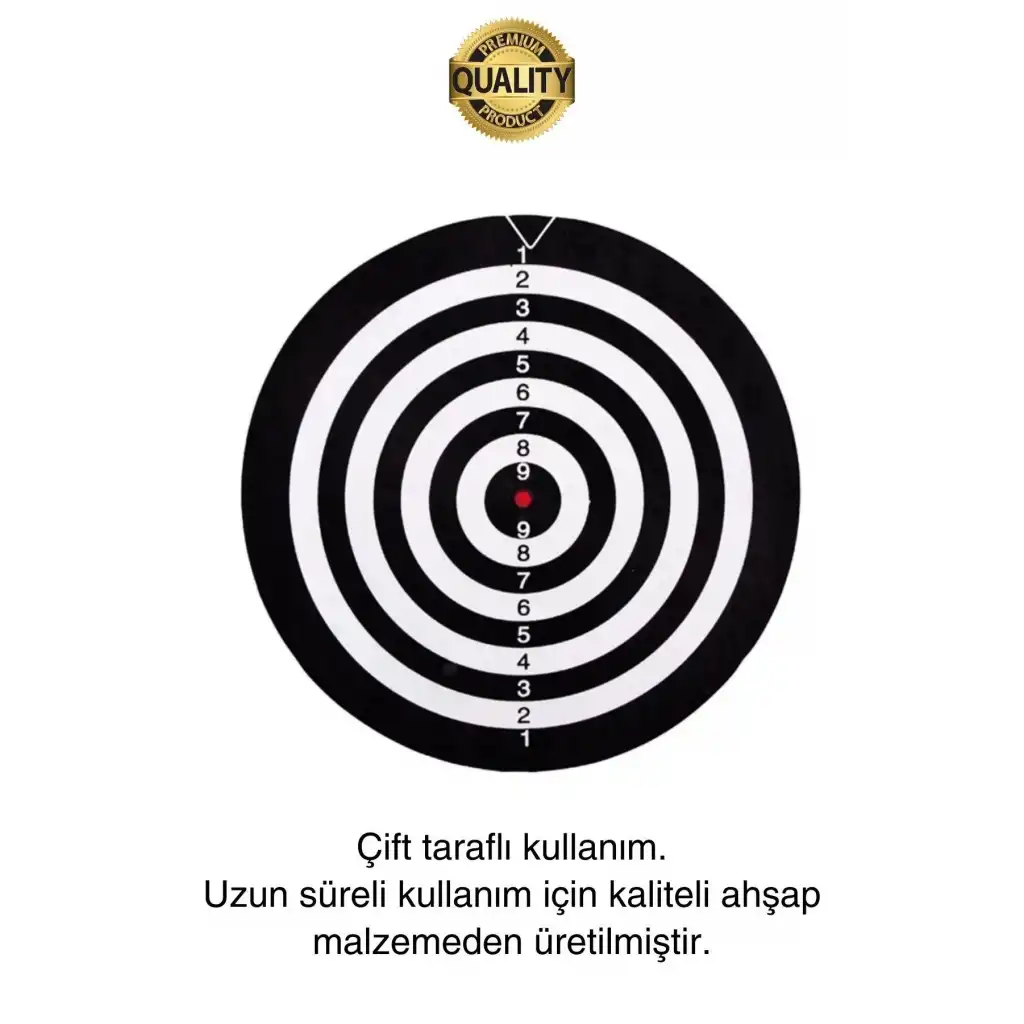 Premium 44 cm Dart Tahtası Seti Metal Uçlu 6 Ok Parti Eğlence Cafe Hediye Hobi Oyun Aktivite Her Yaş