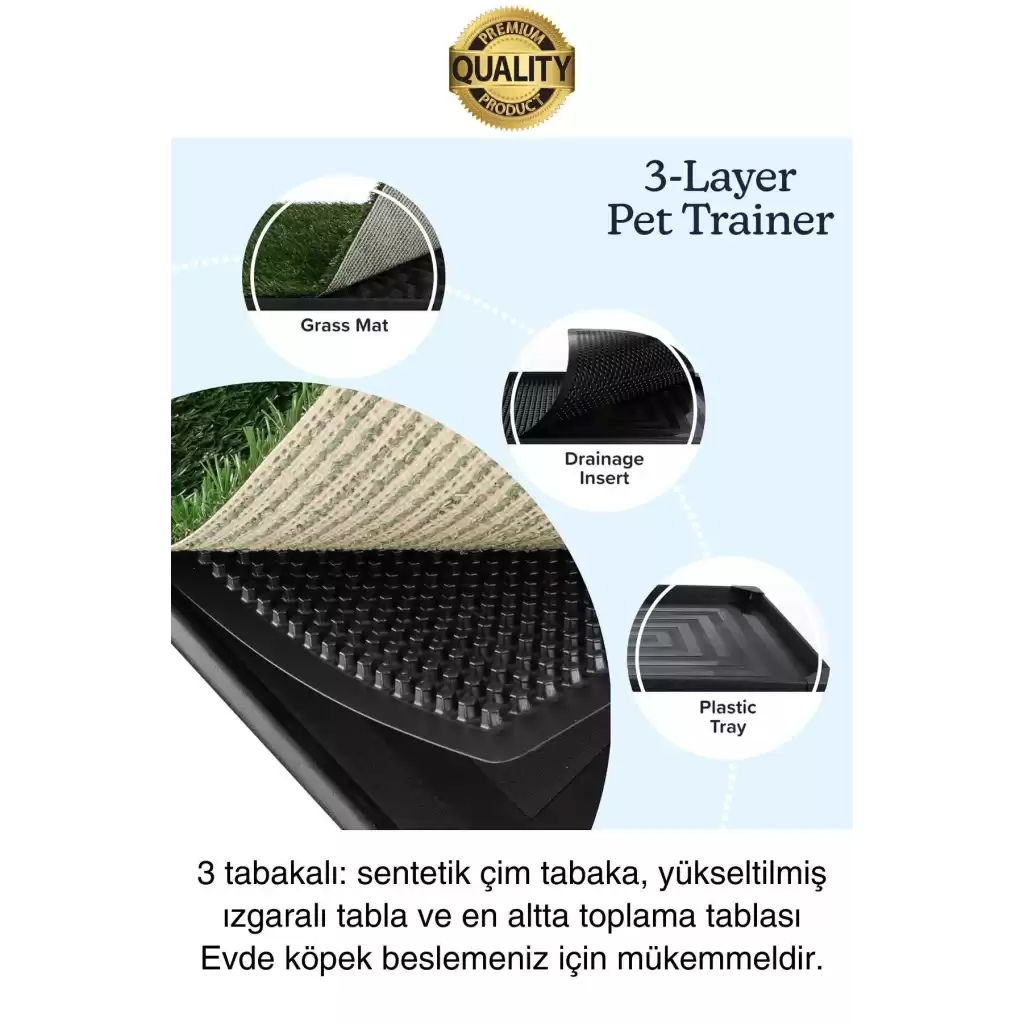 Özel Üretim 3 Katlı Evcil Hayvan Tuvalet Eğitim Halısı Yavru Köpek Yapay Çim Pet Park Temizlenebilir