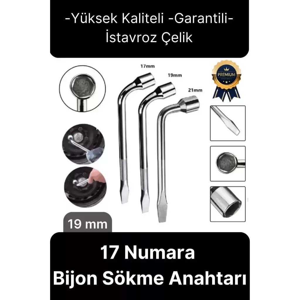 Yüksek Kalite Garantili İstavroz Çelik Nikelajlı 19mm Numara Tek Kol Pipo L Bijon Sökme Anahtarı