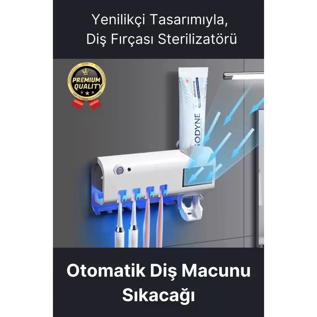 Akıllı Güneş Enerjili Usb Şarjlı Diş Macunu Sıkacağı 4 Diş Fırçası UV Işık Sterilizatörü Temizleyici