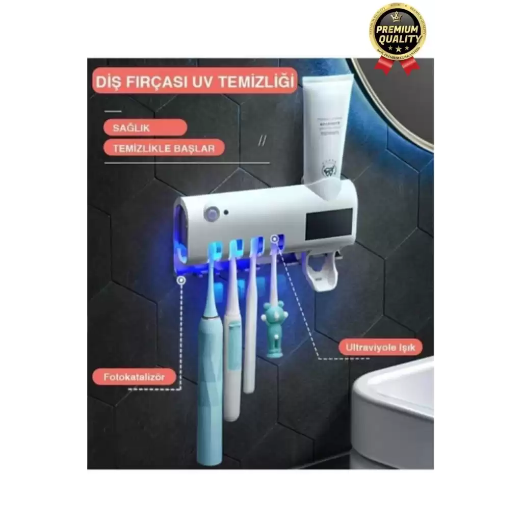 Akıllı Güneş Enerjili Usb Şarjlı Diş Macunu Sıkacağı 4 Diş Fırçası UV Işık Sterilizatörü Temizleyici