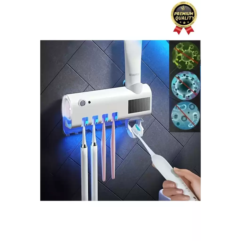 Akıllı Güneş Enerjili Usb Şarjlı Diş Macunu Sıkacağı 4 Diş Fırçası UV Işık Sterilizatörü Temizleyici