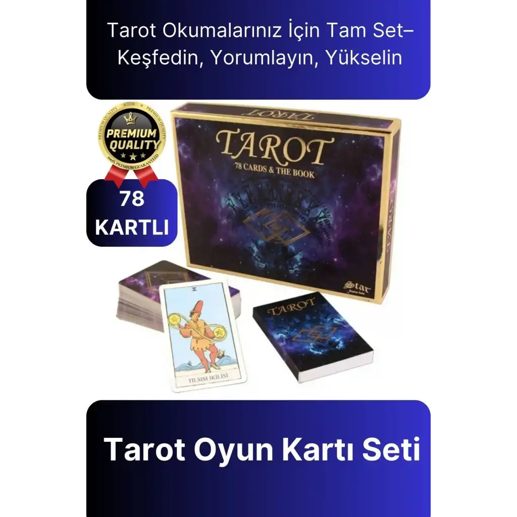 Profesyonel Deluxe 78 Kartlı Açıklanmış Terimli Gelecekle İlgili Spiritüel Tarot Oyun Kartı Seti