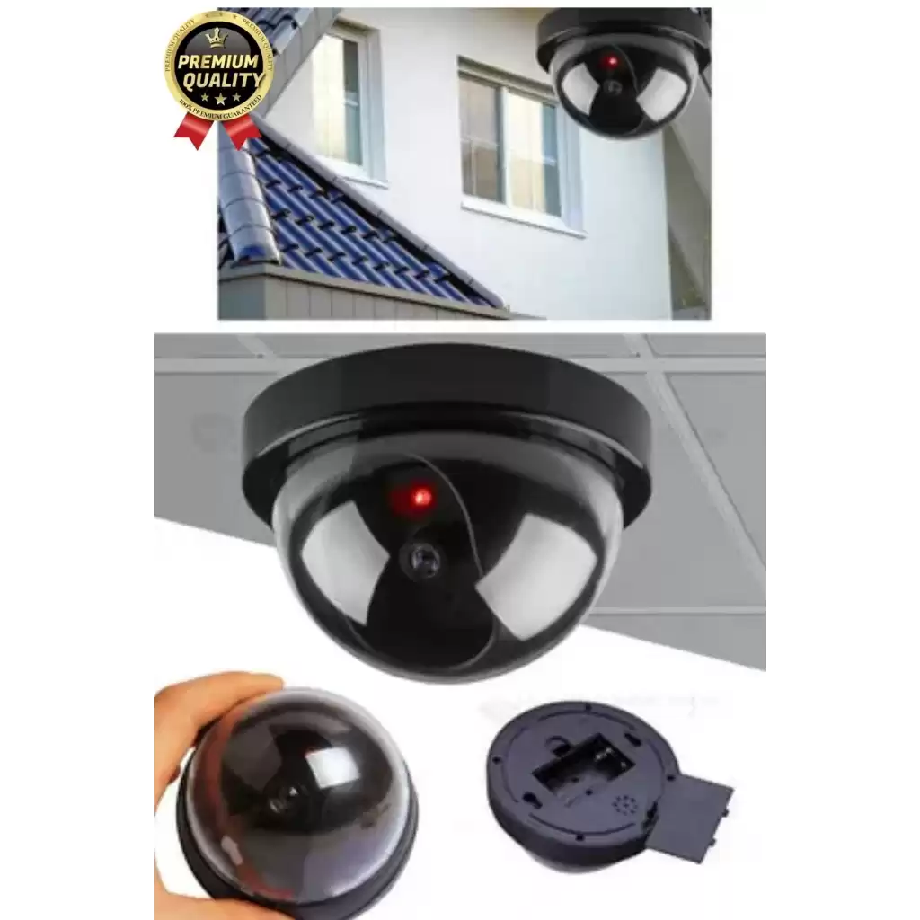 Deluxe 5 Metre Harekete Duyarlı Pilli Yanıp Sönen Kırmızı Işıklı Caydırıcı Dome Güvenlik Kamerası