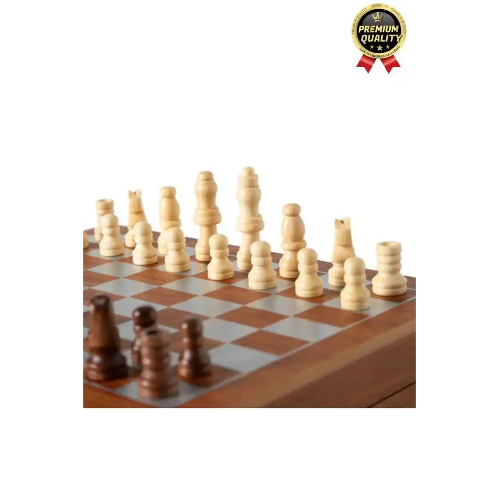 Deluxe Paslanmaz Çelik 6.Oz 4 Shot Bardaklı Satrançlı Ahşap Kutulu Alkol Matara Seti 24*18 Cm