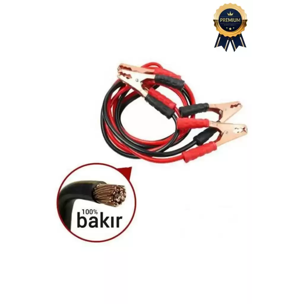 Çantalı %100 Bakır Kalın Kablo ve Hızlı Şarj Güçlü 1200 Amper Oto Araç Akü Şarj Takviye Kablosu 2m
