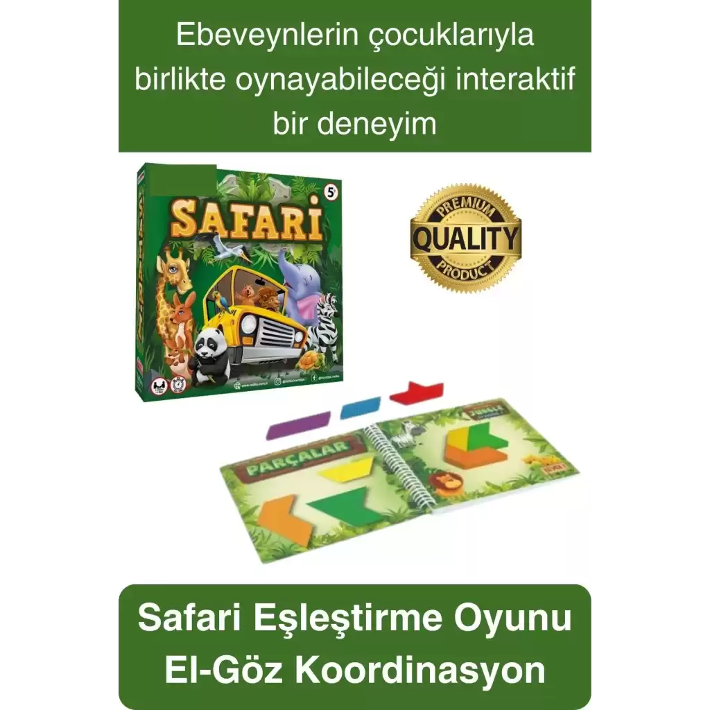 Safari Eşleştirme Dikkat Oyunu El Beceri Temel Motor Gelişim Öğretici Eğitici Kutulu Zeka Oyunu