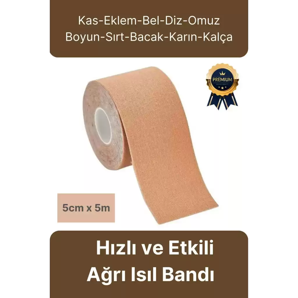 Hızlı Etkili Ten Rengi Bel Diz Omuz Boyun Sırt Bacak Kas Eklem Kinezyo IsıI Bandı 5cm x 5m