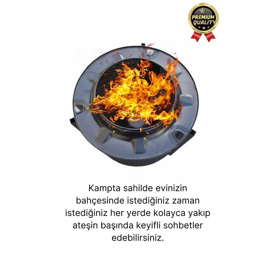 Premium Dekoratif Estetik Şık Taşınabilir Ayaklı Isıya Dayanıklı Bahçe Şöminesi Ateş Kovası Çukuru