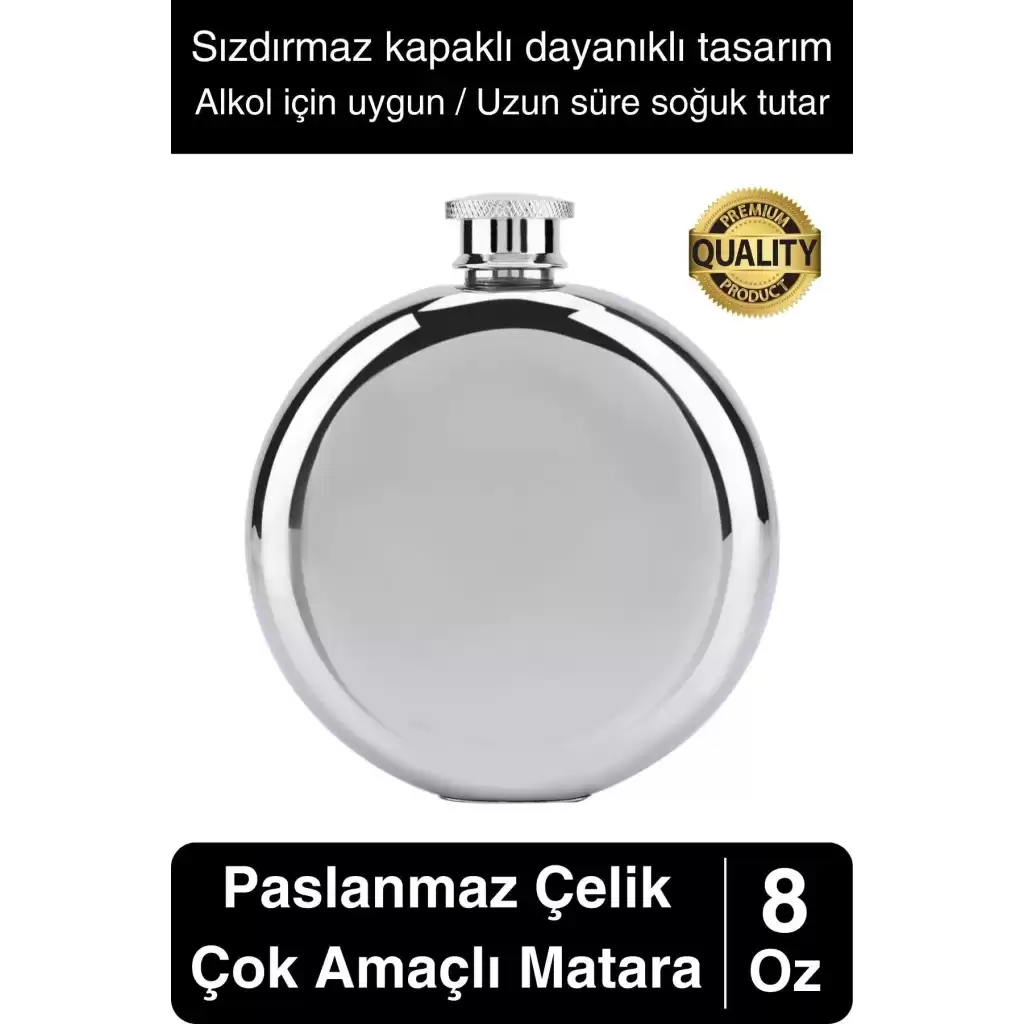 Limited Edition 8 Oz Paslanmaz Çelik Sızdırmaz Alkol Sıvı İçecek Kamp Cep Su Matarası Dayanıklı