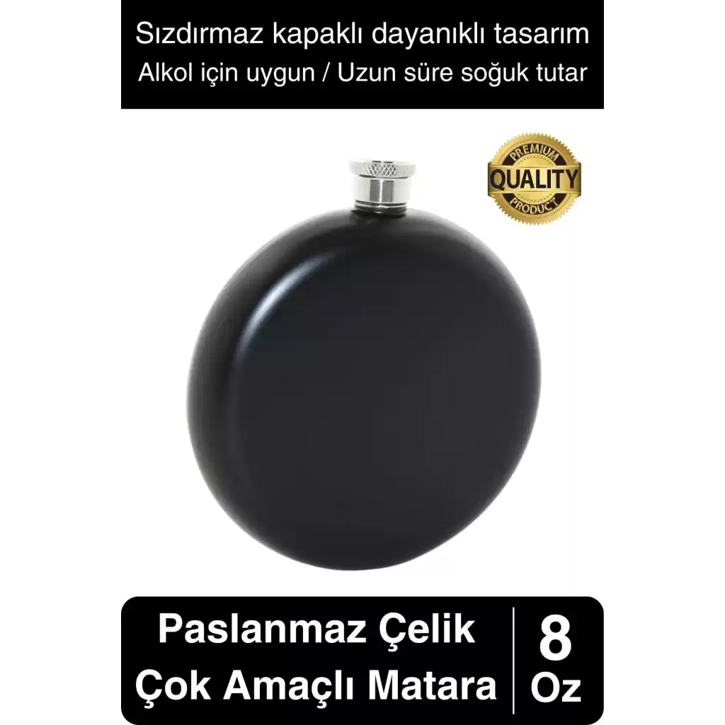 Limited Edition 8 Oz Siyah Paslanmaz Çelik Sızdırmaz Alkol İçecek Kamp Cep Su Matarası Dayanıklı