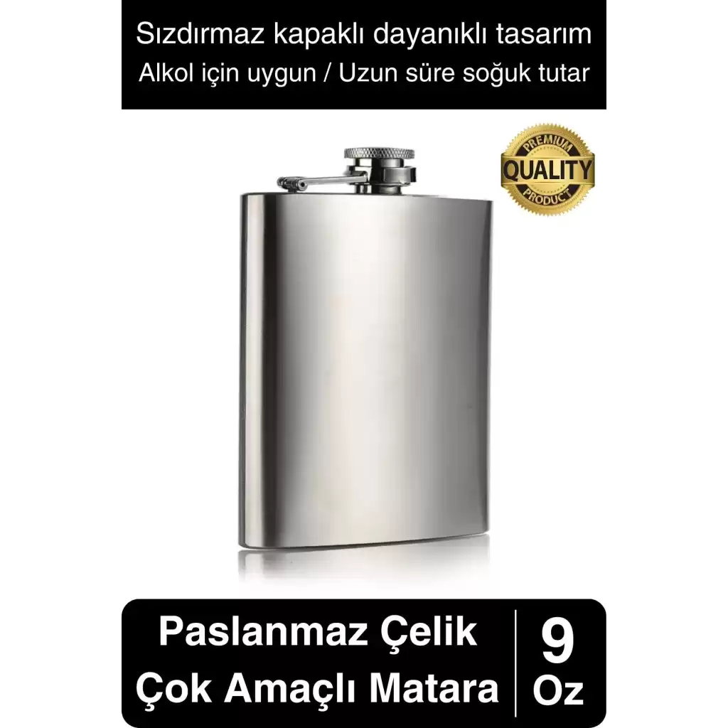 Limited Edition Sızdırmaz Paslanmaz Çelik 9 Oz Alkol Sıvı İçecek Kamp Cep Su Matarası Dayanıklı