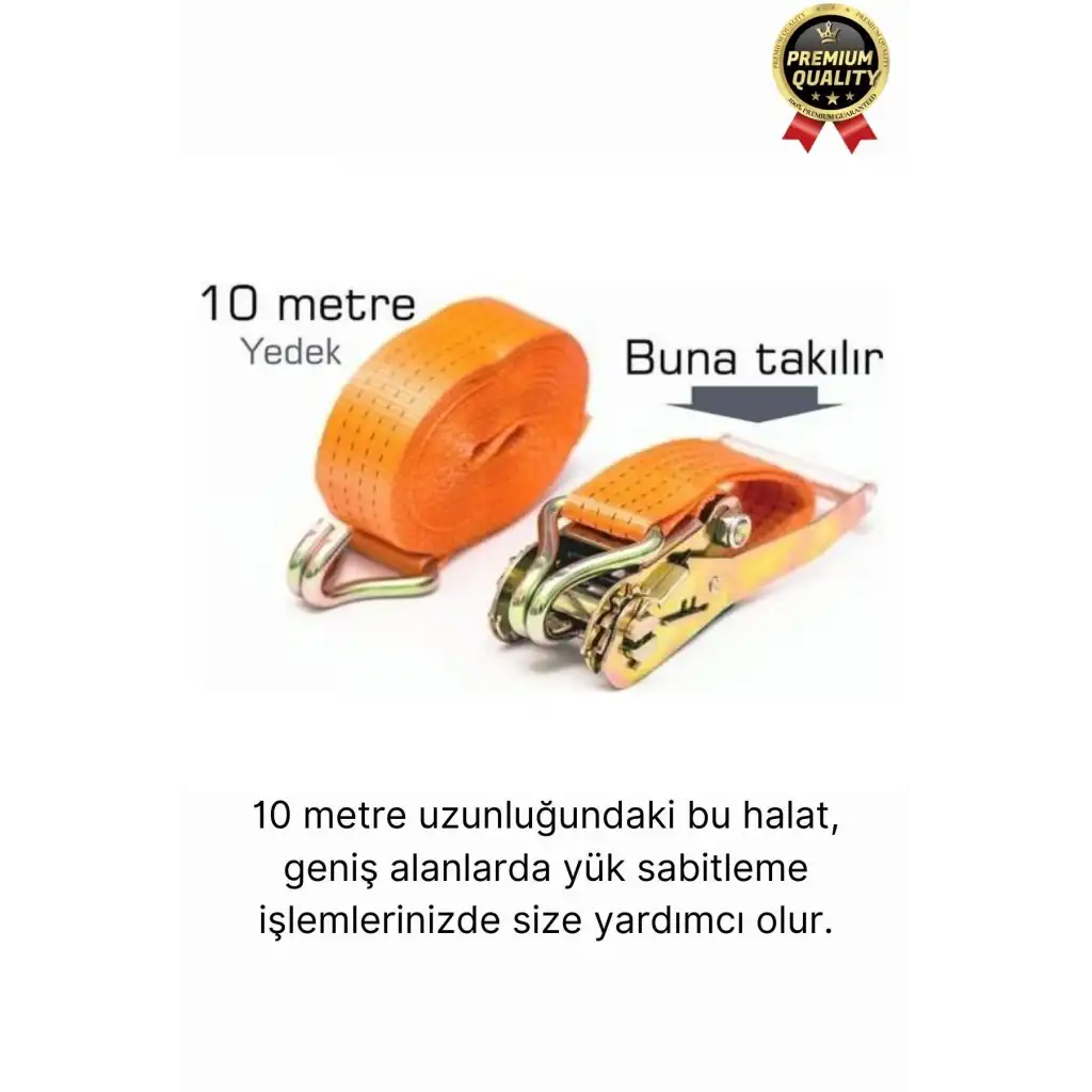 Çok Amaçlı Kopmaz Dayanıklı Kancalı Güvenli Sabitleme Gırgır Yük Gerdirme Kiti Spanzet Halat 10 mt