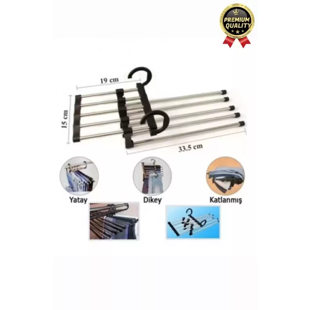 Çok Fonksiyonlu Organizer Katlanabilir Kumaş Kot Eşarp Hareketli Dolap İçi Pantolon Askılığı 5 In 1