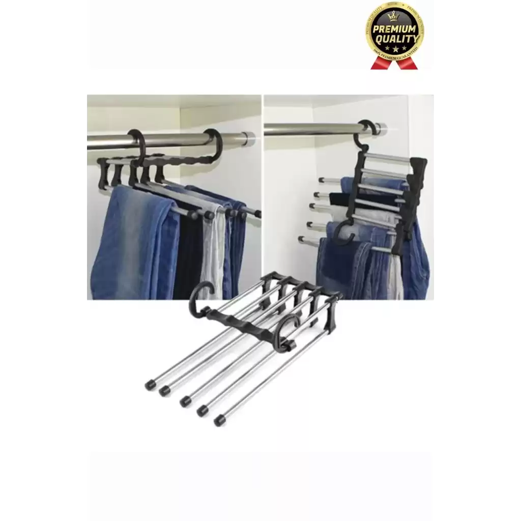 Çok Fonksiyonlu Organizer Katlanabilir Kumaş Kot Eşarp Hareketli Dolap İçi Pantolon Askılığı 5 In 1