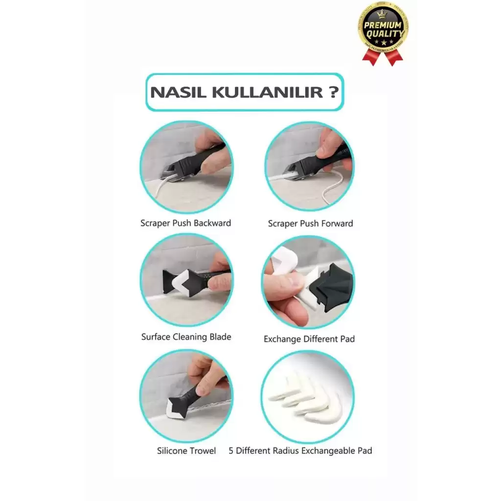 Çok Amaçlı Mutfak Banyo Fayans Derz Silikon Temizleme Kazıyıcı Sıyırıcı Ve Uygulayıcı Aparat 6 Parça