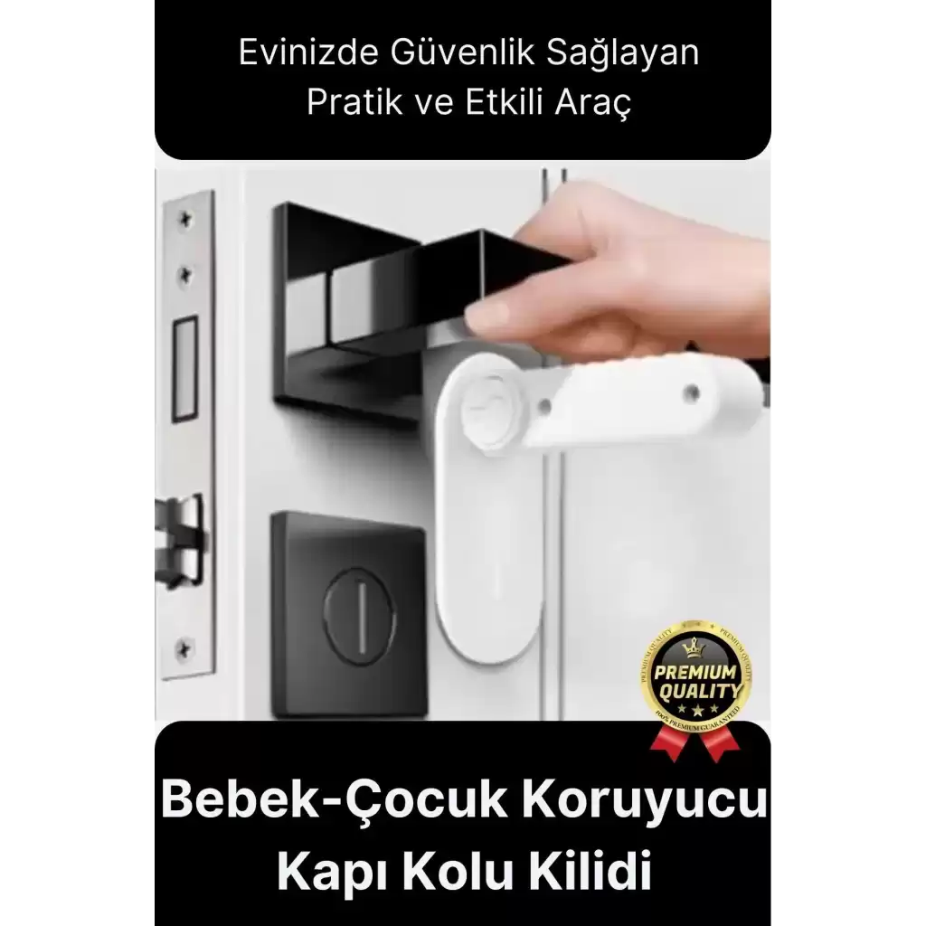 Özel Tasarım Düğmeli 180 Derece Dönebilen Bebek Çocuk Koruyucu Güvenlik Kapı Kolu Kilidi - 1 Adet