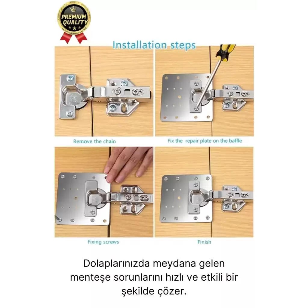 Premium Paslanmaz Çelik Mobilya Mutfak Kapı Etkili Çözüm Dayanıklı Menteşe Tamir Onarım Plaka Seti