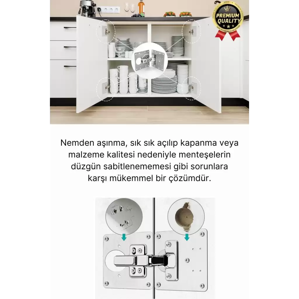 Premium Paslanmaz Çelik Mobilya Mutfak Kapı Etkili Çözüm Dayanıklı Menteşe Tamir Onarım Plaka Seti