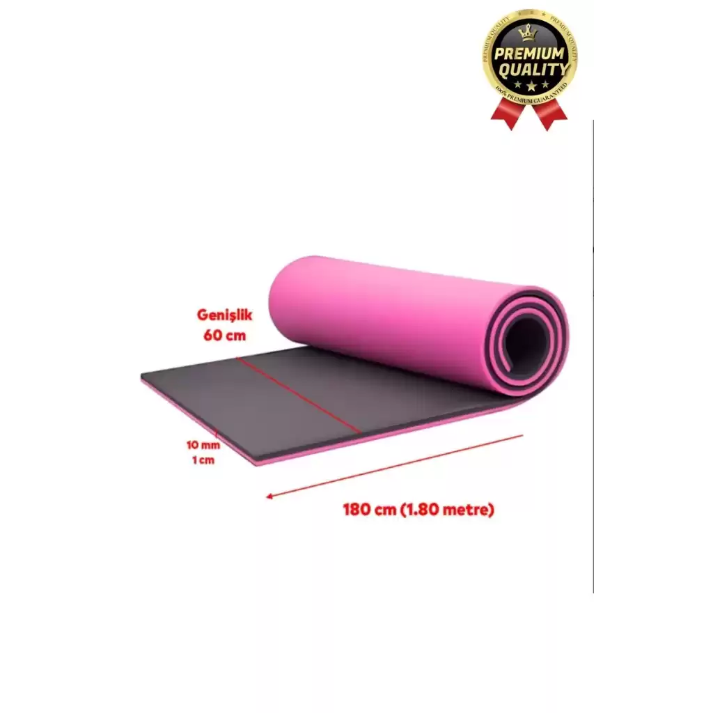 Ultra Konfor Taşıma Askılı Kalın Kaymaz Çift Taraf Pembe Siyah Meditasyon Pilates Minderi Yoga Matı