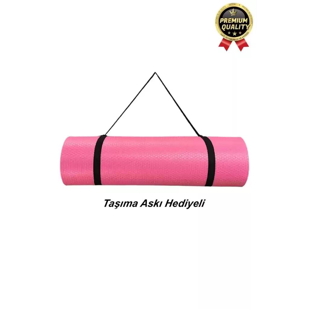 Ultra Konfor Taşıma Askılı Kalın Kaymaz Çift Taraf Pembe Siyah Meditasyon Pilates Minderi Yoga Matı