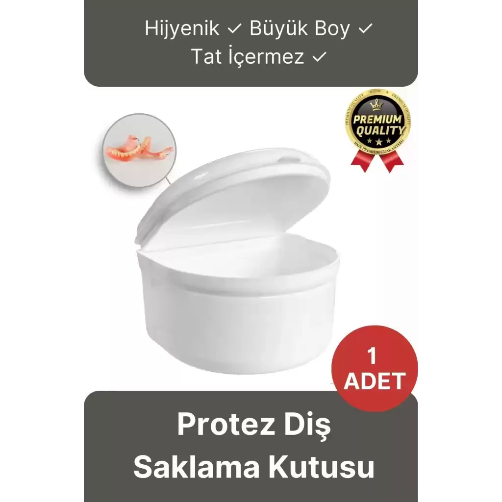 Premium Plastik Büyük Boy Hijyenik Gece Plak Protez Diş Taşıma Koruma Saklama Kutusu Kabı 1 Adet