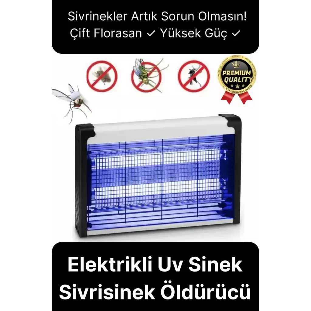 Çift Florasan Yüksek Güç Sessiz Zincir Askılı Sineksavar Elektrikli Uv Sivrisinek Öldürücü Kovucu