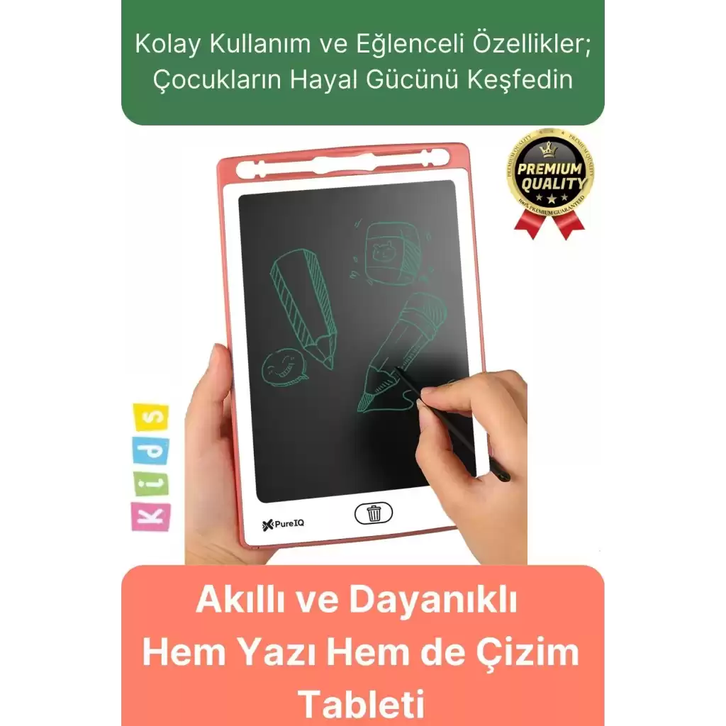 Kolay Kullanım Dayanıklı Lcd Ekranlı Kalemli Dijital Akıllı Çocuk Yazı Boyama Çizim Tableti 8,5 Inç