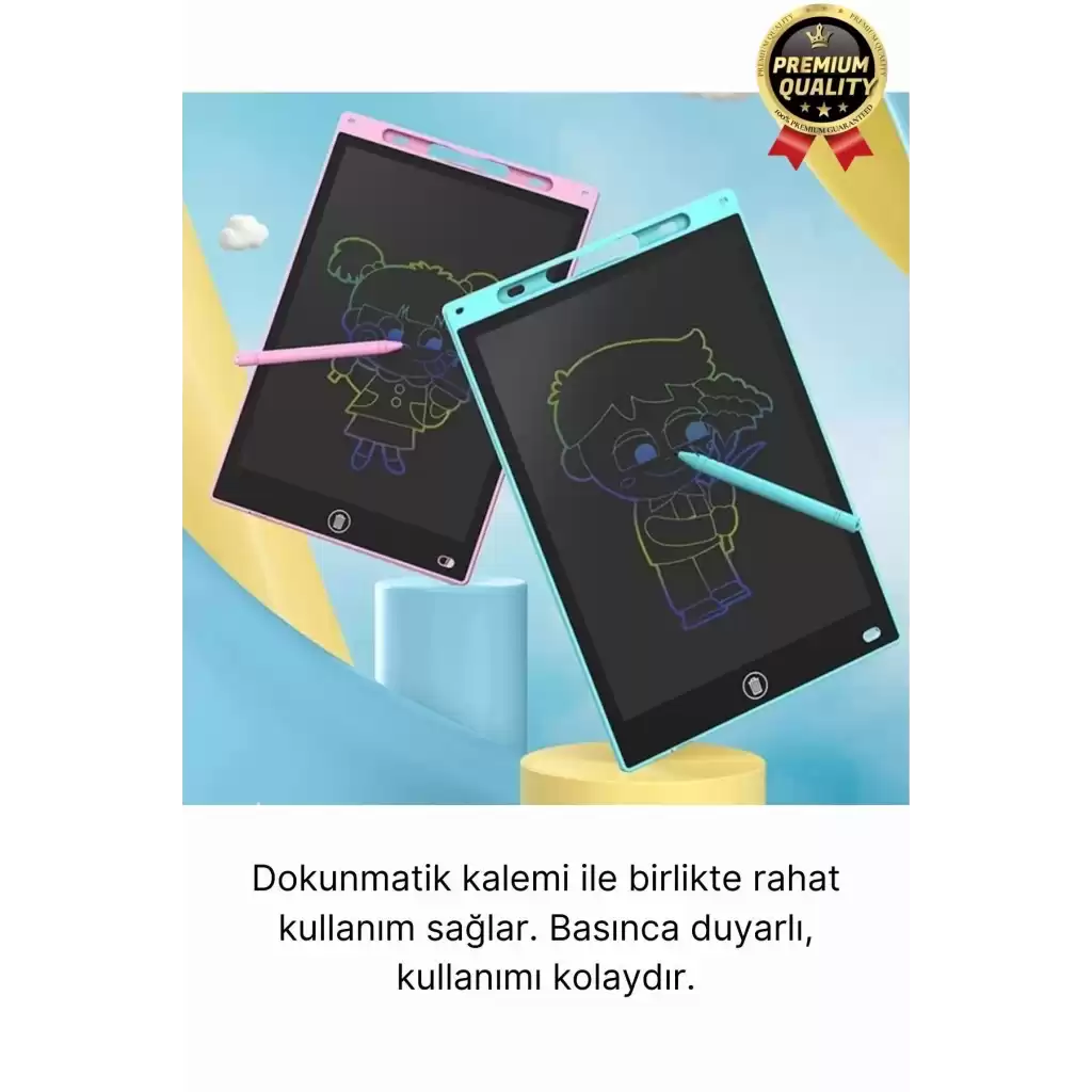 Kolay Kullanım Dayanıklı Lcd Ekranlı Kalemli Dijital Akıllı Çocuk Yazı Boyama Çizim Tableti 8,5 Inç