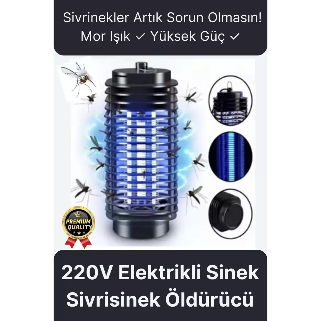 Çok Fonksiyonlu Asılabilir Sessiz Prizli Elektrikli Cız Lamba 220V Mor Işık Kara Sivrisinek Öldürücü