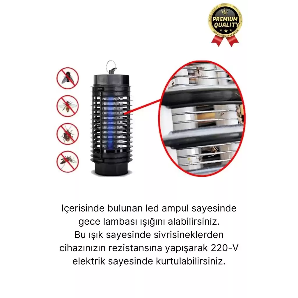 Çok Fonksiyonlu Asılabilir Sessiz Prizli Elektrikli Cız Lamba 220V Mor Işık Kara Sivrisinek Öldürücü
