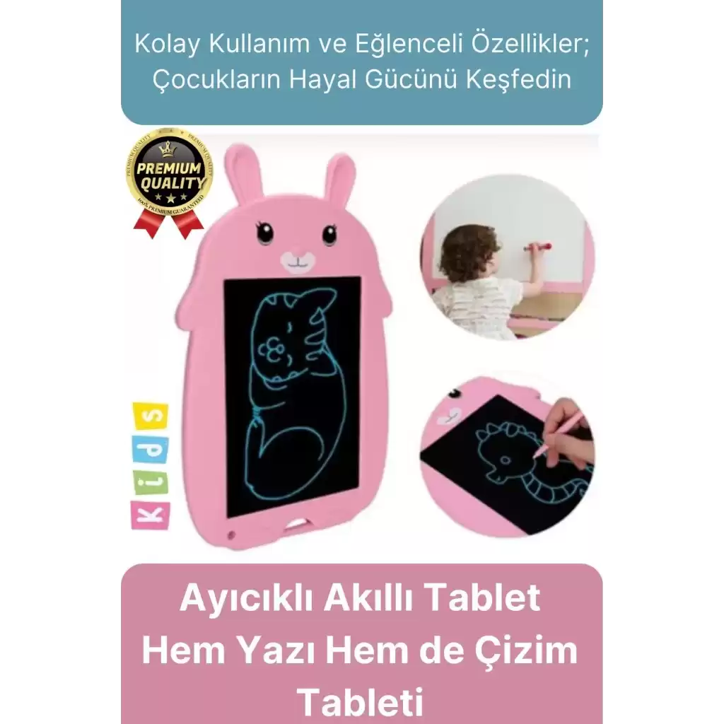 Kolay Kullanım Dayanıklı Lcd Ekran Kalemli Dijital Akıllı Ayıcıklı Yazı Boyama Çizim Tableti 8,5 Inç