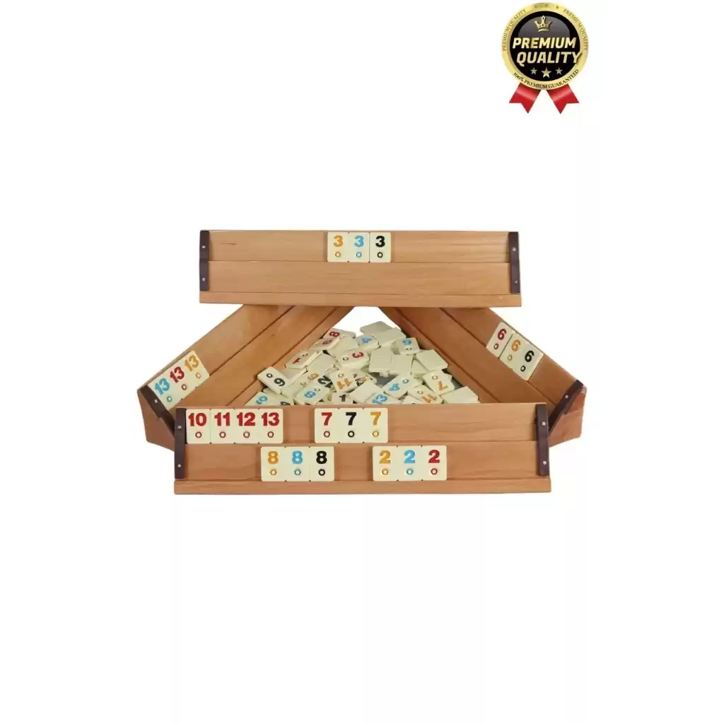 Premium Kaliteli Eğlence Hobi Çizilmeye Dayanıklı Silinebilir Büyük Boy Konken Ahşap Okey Takımı