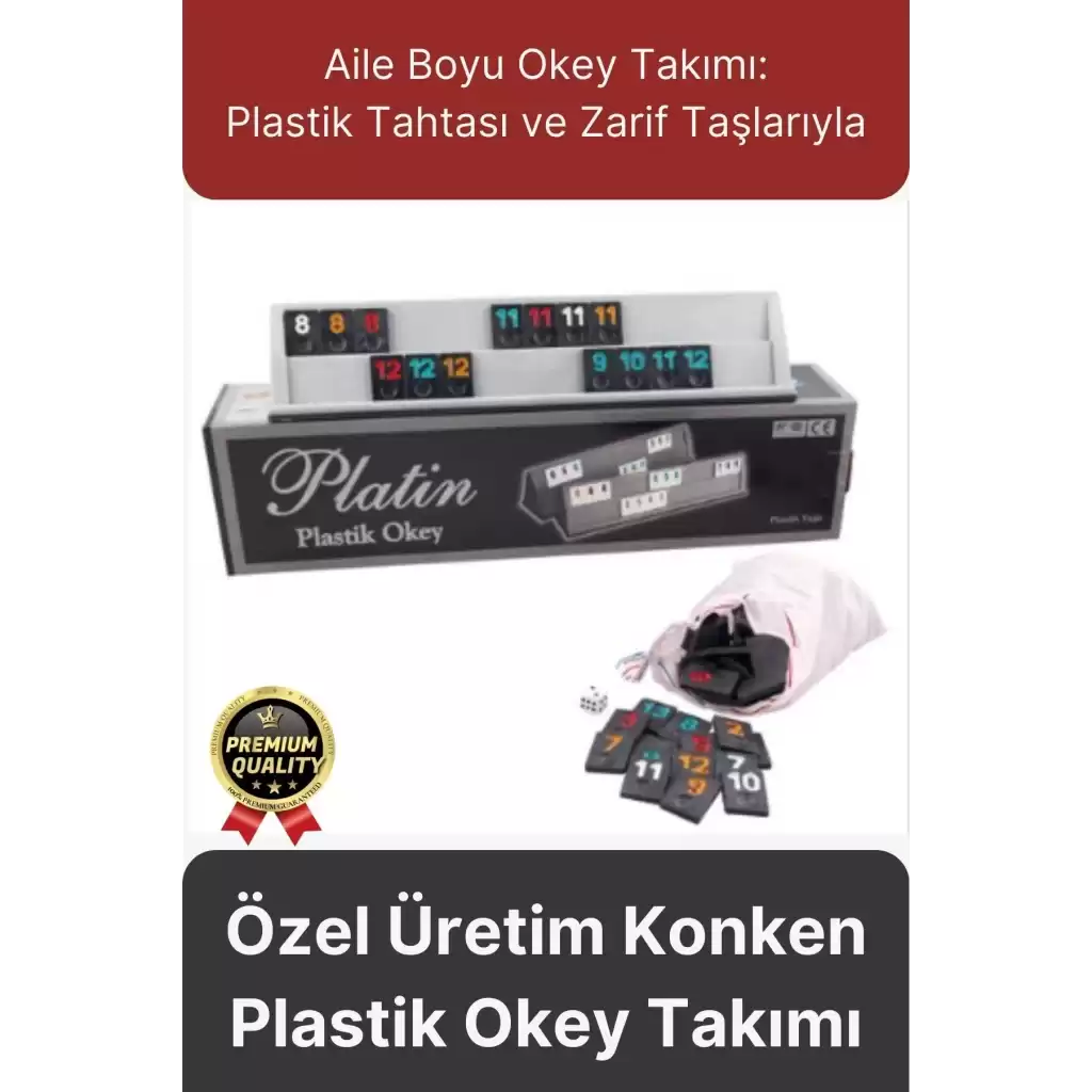 Premium Kaliteli Eğlence Hobi Çizilmeye Dayanıklı Silinebilir Büyük Boy Konken Plastik Okey Takımı