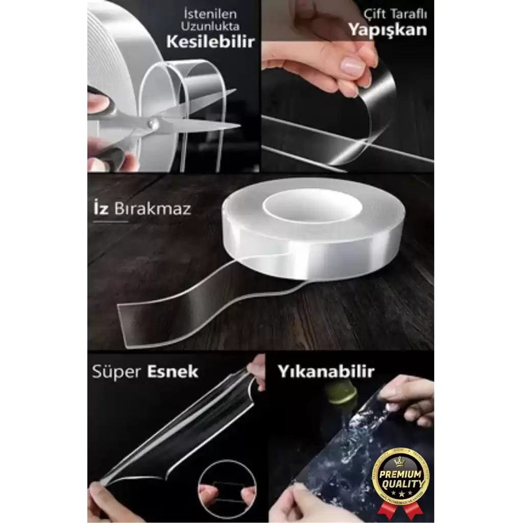 Çok Amaçlı İzolasyon Hava Su Sızdırmaz Çift Taraflı Silikon Şeffaf Nano Bant 18mm x 1.5m - 2 Adet