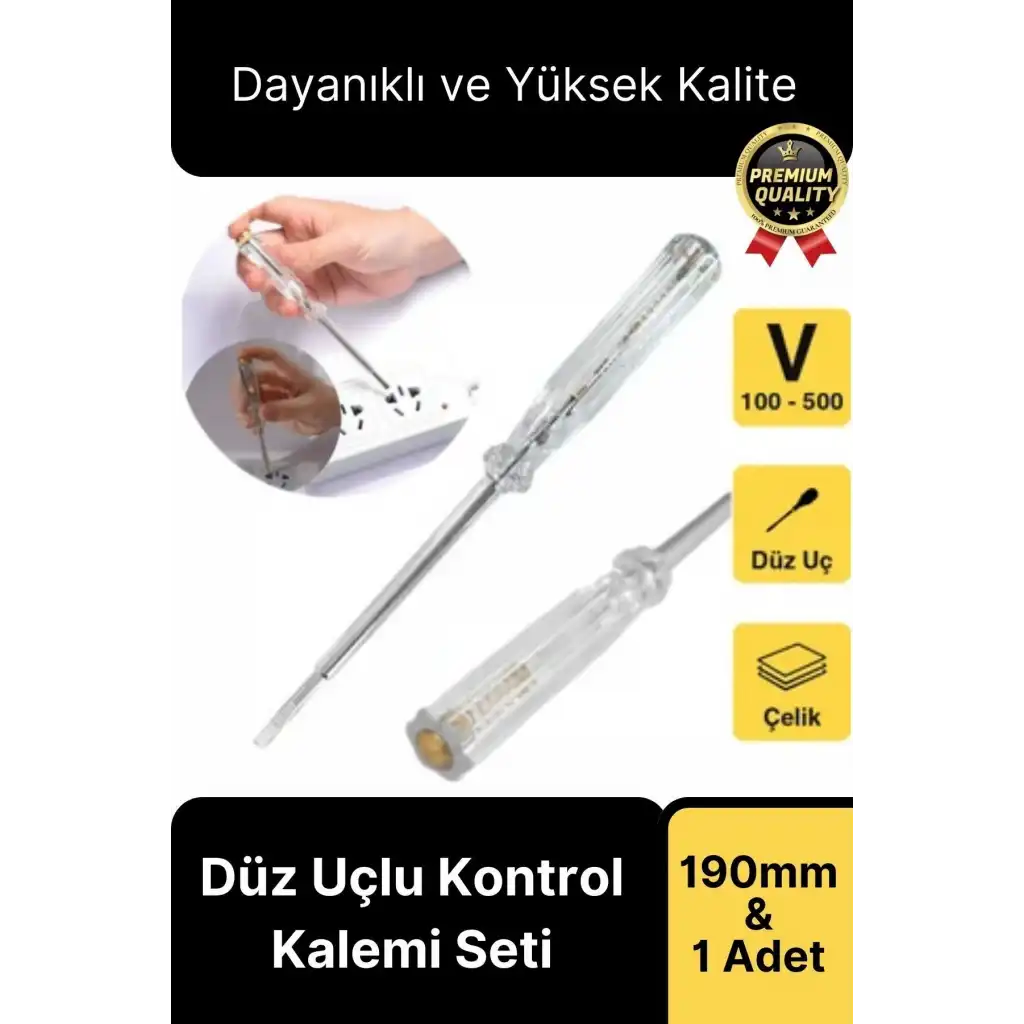 Özel Üretim Ev Ofis Akım Test Uzun Vida Tornavida Düz Uçlu Elektrik Kontrol Kalemi Seti 190mm-1 Adet
