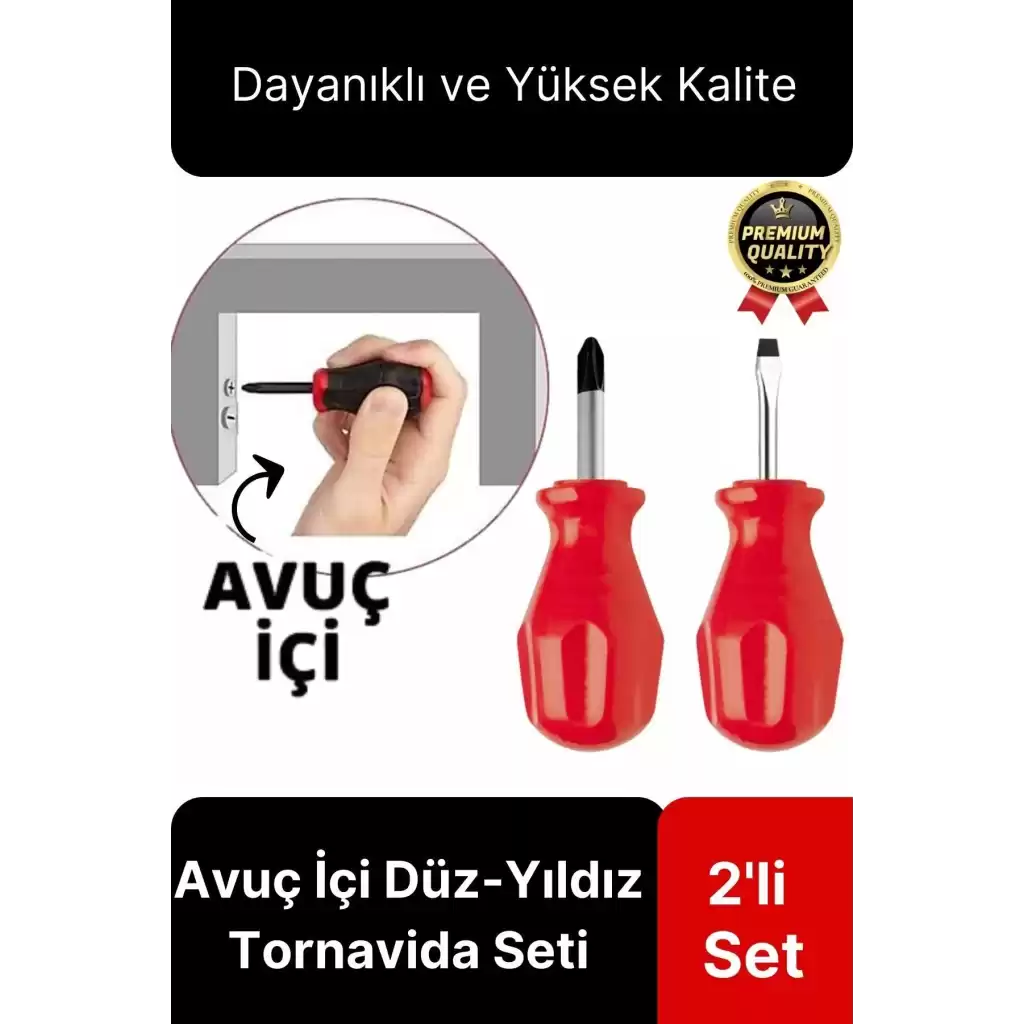 Özel Üretim Kaliteli Dayanıklı Ergonomik Tadilat Vidalama Avuç İçi Düz Yıldız 2li Tornavida Seti
