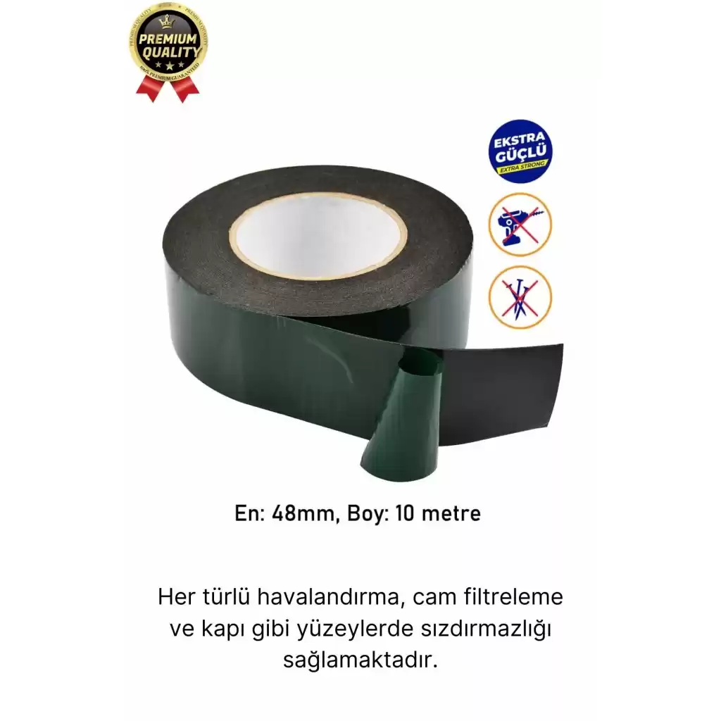 Premium Ultra Güçlü İz Bırakmaz Elastik Yapılı Çift Taraflı Akrilik Köpük Bant 36mm - 10m - 10 Adet