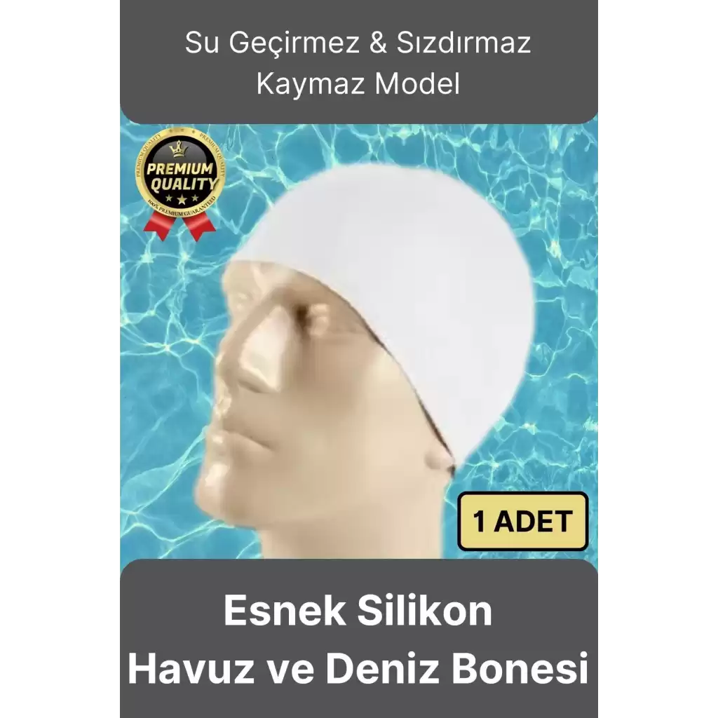 Premium Su Geçirmez Sızdırmaz Kaymaz Elastik Yüzme Şapkası Kaliteli Silikon Deniz Havuz Yüzme Bonesi