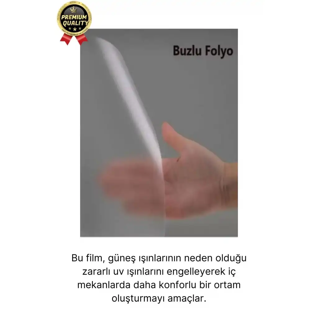 Premium UV Engelleyici İçeriyi Göstermeyen Yapışkan İz Bırakmaz Ofis Ev Buzlu Cam Filmi 2 mt x 60 cm