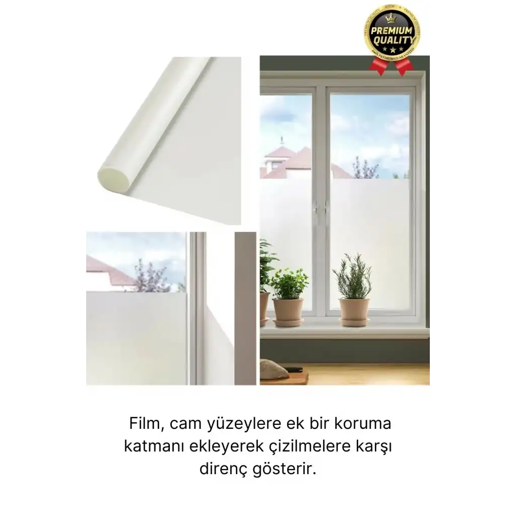 UV Engelleyici İçeriyi Göstermeyen Yapışkan İz Bırakmaz Ofis Ev Buzlu Cam Filmi 5 mt x 60 cm