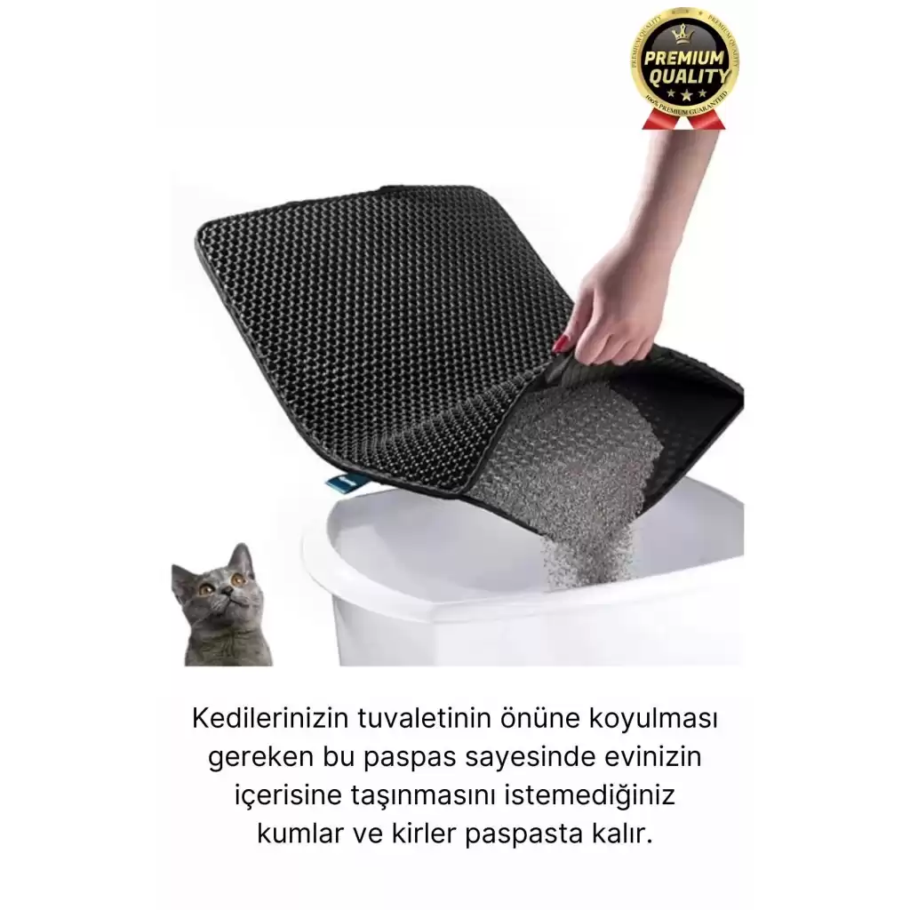 Özel Üretim Çift Katmanlı Yıkanabilir Kumu Pisliği Hapseden Büyük Elekli Kedi Tuvalet Önü Paspası