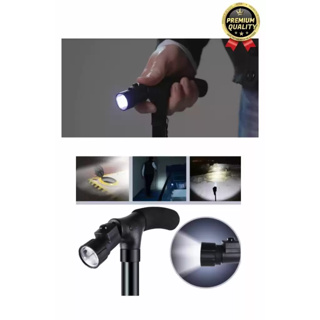 Çok Fonksiyonlu Kaymaz Ayaklı Katlanabilir Dağçı Ve Yaşlılar İçin Led Işıklı Fenerli Yürüyüş Bastonu