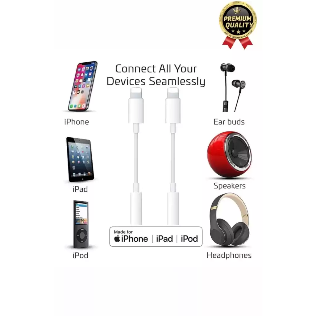 Premium Iphone 15 14 13 12 11 X 8 7 Plus Ipad Kulaklık Uyumlu Lightning Aux Çevirici Dönüştürücü