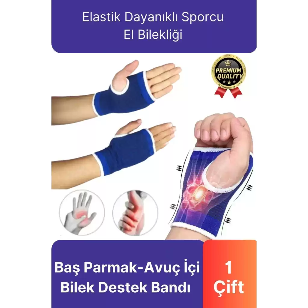 Premium Elastik 1 Çift Fitness Voleybol Avuç İçi Baş Parmak Bilek Destek Bandı Sporcu El Bilekliği