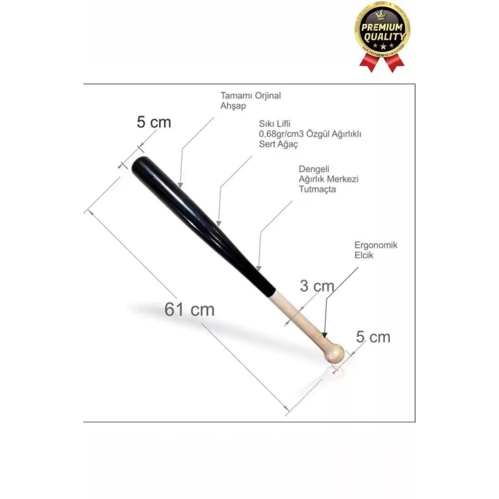 Üstün Kalite Dayanıklı Malzeme Kırılmaz Mükemmel Kavrayış Ahşap 28 inc Baseboll Beyzbol Sopası 61 Cm