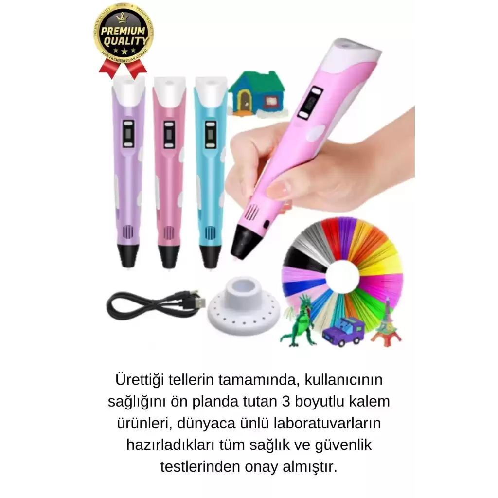 Çok Amaçlı Eğlence Hobi ABS Plastik Filament 3D Çocuk Renkli Üç Boyutlu Çizim Yazıcı Kalem Printer