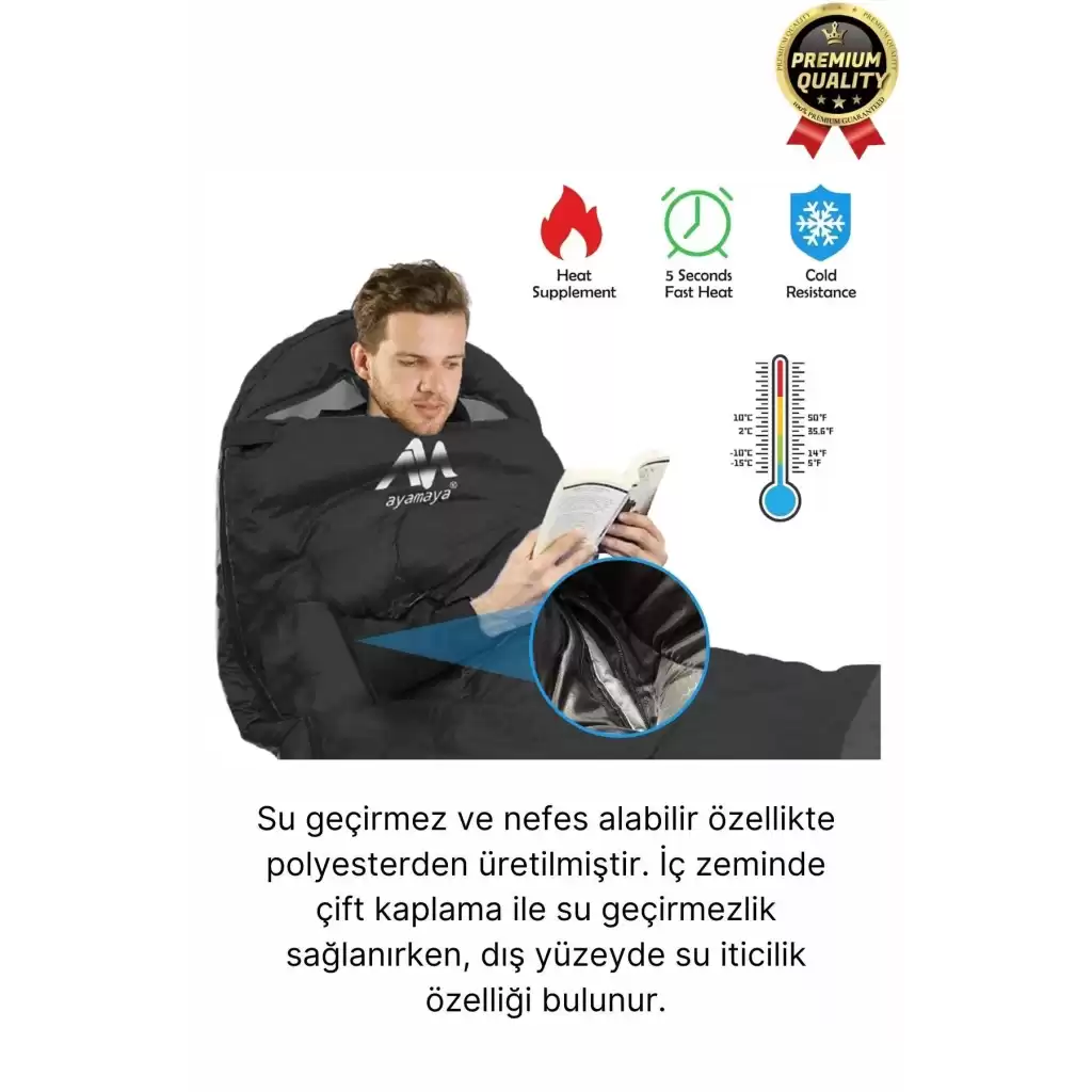 Premium Ultra Konforlu Nefes Alan Çift Kaplama Su Geçirmez Polar Kumaş Kamp Uyku Tulumu -10 Derece